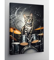 Kanvas Tablo Bateride Kedi