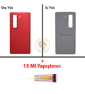 Infinix Hot 50 Pro Plus Kırmızı Uyumlu Arka Kapak + B7000 Yapıştırıcı Arka Cam Batarya Pil Kapağı