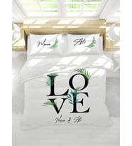 Adenkahome LOVE Desen Çift Taraf Baskılı Çift Kişilik Nevresim Seti