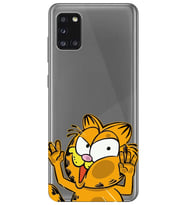 Samsung Galaxy A31 Uyumlu Garfield Desenli Şeffaf Telefon Kılıfı