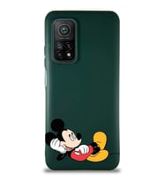 Xiaomi Mi 10T Soft Premier Kapak Mickey Mouse-F Tasarımlı Silikon Kılıf - Yeşil (Şeffaf)
