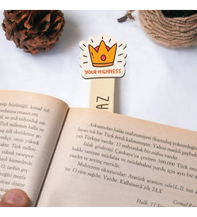 Kişiye Özel Kral Tacı İsimli Ahşap Kitap Okuma Ayracı