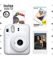 Instax mini 12 Beyaz Fotoğraf Makinesi-Çerçeve ve 20'li mini Film Seti