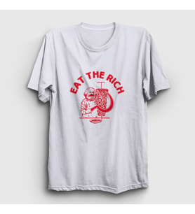 Presmono Unisex Beyaz Eat The Rich Karl Marx T-Shirt 458251tt