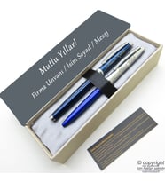 Scrikss İsme Özel Kalem Seti - Mavi Krom Roller Kalem + Tükenmez Set (Karışık)