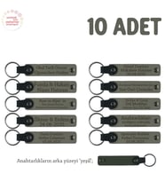 Kül Gri & Yeşil, Anaokulu Hatırası İçin Kişiselleştirilmiş Anahtarlık 10’lu Set, Eğitim Hediyesi
