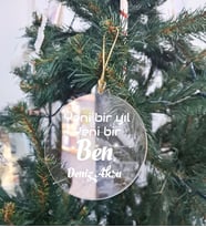 BK Gift Kişiye Özel İsimli Şeffaf Pleksi Yılbaşı Ağaç Süsü- 5, Yılbaşı Hediyesi, İsme Özel Ağaç Süsü, Yeni Yıl Mesajlı Hediye