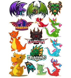 Ejderha Dragon Sticker Set-8 13 Parça Telefon, Tablet, Defter, Laptop Sticker