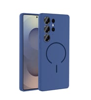 Galaxy S24 Ulta Kılıf M-safe Şarj Özellikli Meta Kılıf (Lacivert)