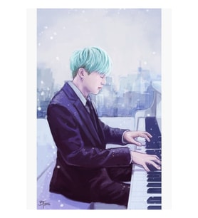 Piyano Adam Yoongi Tablo Ahşap Poster Dekoratif Kod2890