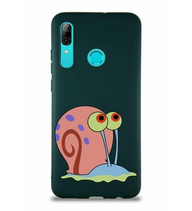 Huawei P Smart 2019 Soft Premier Kapak Salyangoz Gary Tasarımlı Silikon Kılıf - Yeşil (Şeffaf)