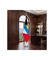 Antigua Barbuda Direkli - Altın Saçaklı Saten Makam Bayrağı Seti (Krom Direk)
