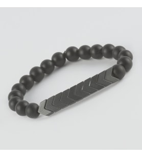 Unisex Hematit - Mat Onix Doğaltaş Bileklik (Siyah)
