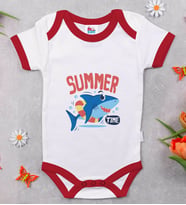 BK Kids Summer Time Tasarımlı Kırmızı Bebek Body Zıbın-2
