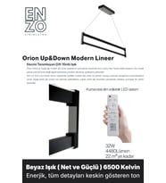 Orion Silver Lineer LED Sarkıt Avize – Kumandalı Dim Edilebilir – Yukarı & Aşağı Işık