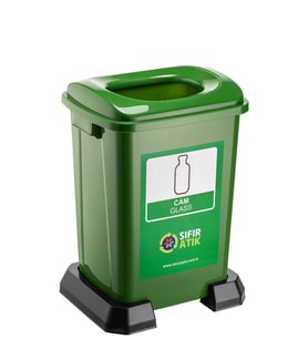Omnipazar SY-4395 Sıfır Atık Cam Geri Dönüşüm Çöp Kutusu 50 lt Yeşil