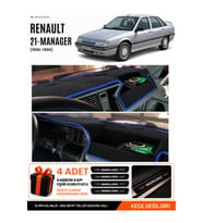 e-biz RENAULT 21 MANAGER (1990-1996) Uyumlu Torpido Örtüsü, Torpido Kılıfı - Siyah-Mavi - RE005