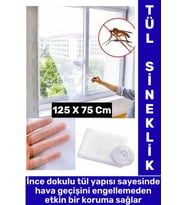 Montaj Gerektirmez Hava Girişi Engellemez Sivrisinek Önleyen Tek Kanat Yapışkanlı Sineklik 125X75 Cm