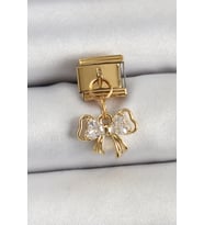 316L Çelik Sallantılı Zirkon Taşlı Fiyonk Model Gold Renk Nomination Charm TJ-BC1424