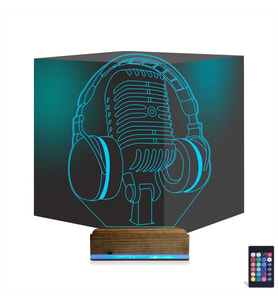 Luvivia Dj Müzik Mikrofon Kulaklık 3D Lamba - Masa Gece Lambası