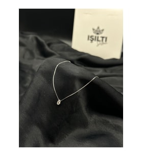 925 Gümüş  Damla Taşlı Minimal Kolye
