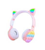 Kedi Kulağı Kablosuz Bluetooth Kulaklık ((RGB Led Işıklı, Micro SD, Aux 3.5mm jack girişli PEMBE)) (Pembe)