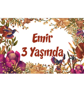 Sonbahar ve Kuşlar Temalı Doğum Günü Afişi -1 35X50 cm