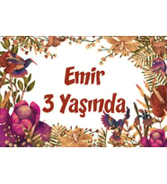 Sonbahar ve Kuşlar Temalı Doğum Günü Afişi -1 35X50 cm
