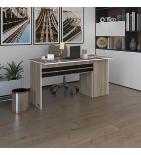Kenzlife ofis masası kamikaze crd sol 75*150*60 raflı dolap şeritli bilgisayar çalışma masası (Karışık)