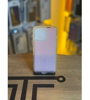 iPhone 13 Pro Uyumlu Parıltılı Desenli Renkli Şeffaf Silikon Kılıf (Pembe)
