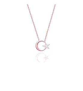 Pigado 925 Ayar Gümüş Ayyıldız Figürlü Kadın Kolye (Rose)