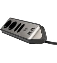 Brennenstuhl Estilo Mutfak ve Ofis İçin Çelik Yüzeyli Köşeli 4 Soketli 2 USB li 2 MT Uzatma Kablo (Siyah)