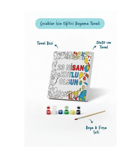 23 Nisan Yazılı Eğitici Boyama Tuvali – Şövalesiz Boya Seti 20x20