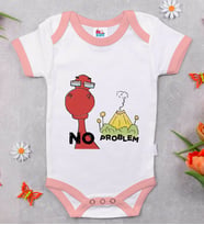 BK Kids No Problem Tasarımlı Pembe Bebek Body Zıbın-1