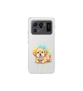 Xiaomi Mi 11 Ultra ile Uyumlu Splash Köpek Tasarımlı Şeffaf Silikon Kılıf