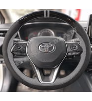 Toyota Corolla Cross Dikme Direksiyon Kılıfı Parlak Siyah Gri Detaylı Gri Çift Yüzük ve Dikiş 2020-2026