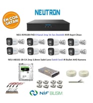 Neutron 2mp 8 kameralı Sesli Dış ortam AHD Full Kamera Seti 500GB Disk NEU-XVR108-FHD NEU-AB102-28-CA