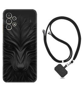 Samsung Galaxy M14 Kılıf Resimli Boyun Askılı İpli Desenli Silikon Black Fox 1325