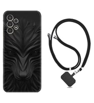 Samsung Galaxy M14 Kılıf Resimli Boyun Askılı İpli Desenli Silikon Black Fox 1325