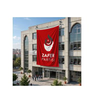 Kırmızı Zafer Partisi Bayrağı 140gr Premium Raşel Kumaş 6x9 metre