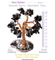 Sertifikalı Gerçek Karlı Obsidyen Taşı Ağaç - Akik Plakalı (Çok Renkli)