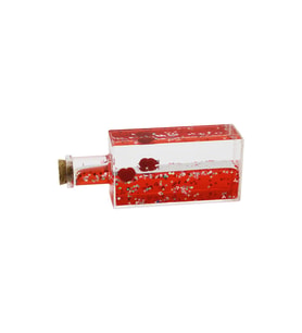 KIRMIZI SU KALP - YILDIZ DİKDÖRTGEN MİKA ŞİŞE YÜZEN BATMAYAN DEKORATİF BİBLO AKVARYUM4.2X6.4X17CM