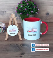 Fen ve Teknoloji Öğretmeni Kupa Bardak Kırmızı ve Ahşap Anahtarlık Hediye (Model 1)
