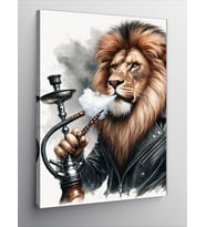 Kanvas Tablo Nargile İçen Aslan