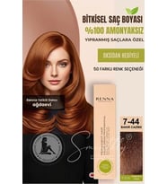 Renna AMONYAKSIZ Bitkisel Yıpranmış Saçlar İçin Saç Boyası 7-44 BAKIR CAZİBE 60ml