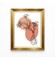 Tablore Gold Çerçeveli Çizgisel Çiçek Ve Vazo Tablosu - Modern Boho Line Art Minimalist Duvar Dekoru