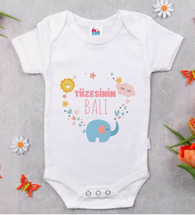 BK Kids Tizesinin Balı Tasarımlı Beyaz Bebek Body Zıbın-1