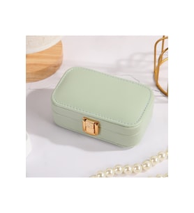 Yeşil Mini Deri Seyahat Takı Organizer, 15cm, şık ve pratik mücevher kutusu