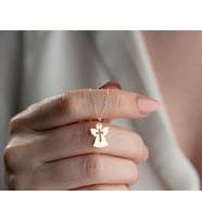 Kişiye Özel 925 Ayar Gümüş Haç Detaylı Minimal Melek Model Kolye (Gold)