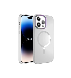 Apple iPhone 14 Pro Uyumlu Kılıf M-safe Wireless Şarj Özellikli Zore Stil Kapak (Beyaz)